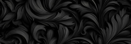 Dark seamless intricate foliage pattern creating an elegant embossed texture background. Dark...