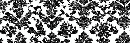 Seamless black and white damask pattern with distressed grunge texture. Seamless black and white...