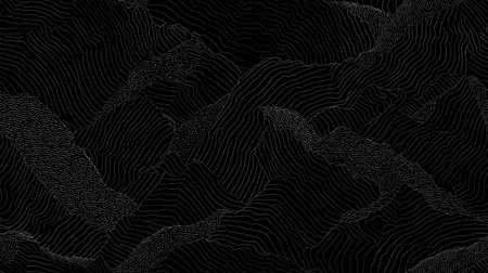 Minimalist contour lines forming a seamless abstract background with dark mountain shapes. Dark...