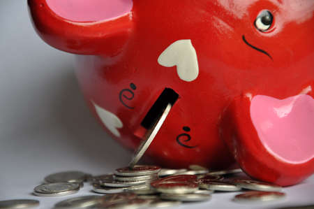 Red overturn money boxの写真素材