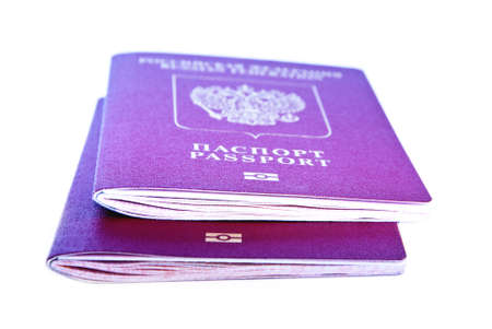 two foreign passport on a white background isolatedの写真素材