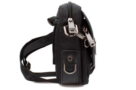 bag to the side in black on a white backgroundの写真素材
