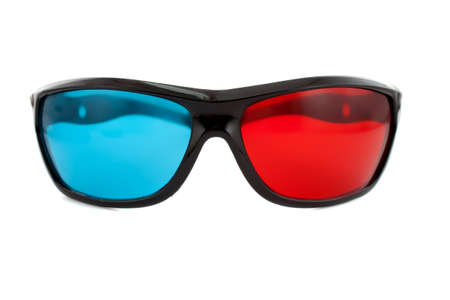 3d glasses directly on the white background of largeの写真素材