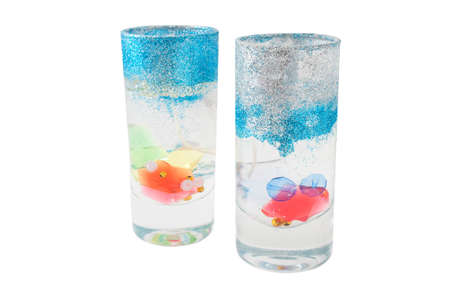 Two glass candlestick made by handsの写真素材