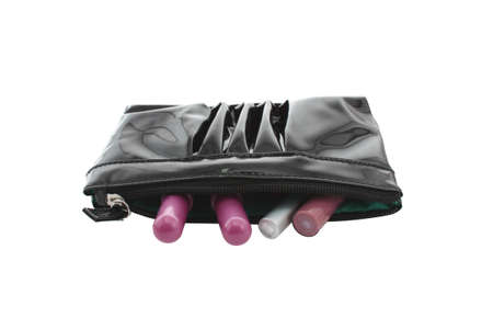 Cosmetic bag in black on a white background