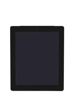 Tablet PC in black on a white backgroundの写真素材