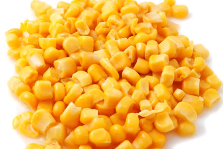 canned corn, large on a white backgroundの写真素材