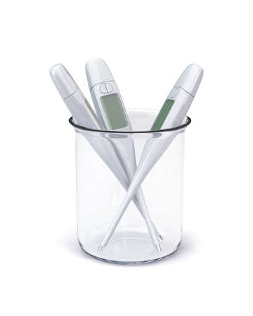 Medical thermometers in beaker 3d model