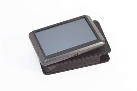Car GPS navigator with cover isolatedの写真素材