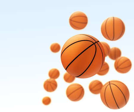 Basketballs in sky 3d modelの写真素材