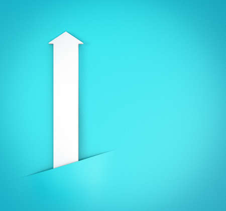 abstract white arrow on aquamarine paper background 3d model