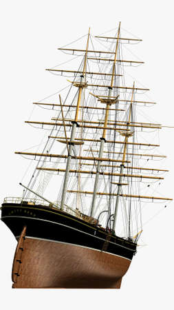 Perspective Back Side Rendering of the English Clipper Cutty Sark 3d Model