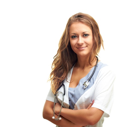 woman doctor isolated on white backgroundの写真素材