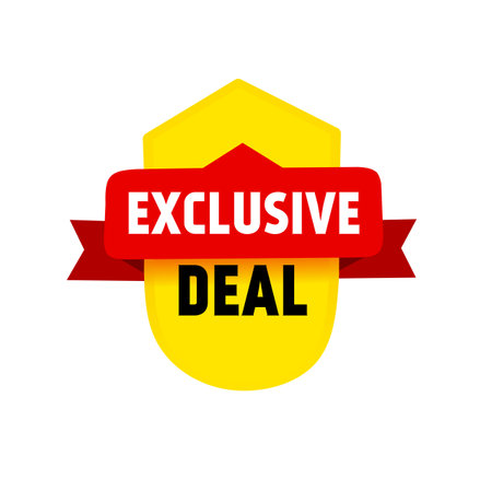 Exclusive deal banner, label, flat design template. Vector template on white background.のイラスト素材