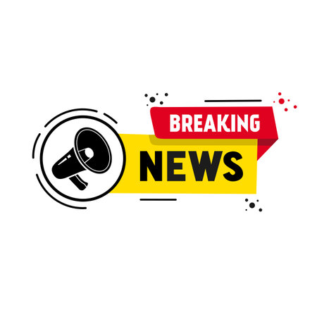 Breaking news media announcement information megaphone icon design. Sign of main news, vector template.のイラスト素材