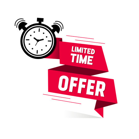 Limited time offer label design, vector illustration on white background.のイラスト素材