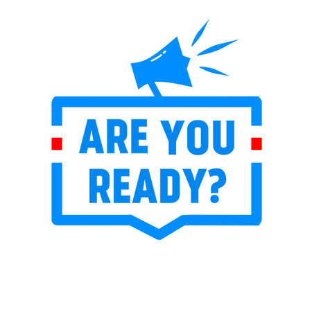 Are you ready - banner with megaphone. Flat Vector illustration.のイラスト素材
