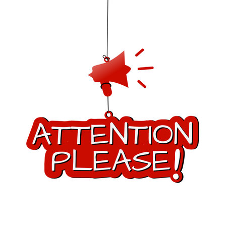 vector attention please with megaphone icon. Alarm speech poster design.のイラスト素材
