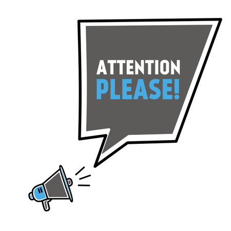 Attention please Important message banner template. Megaphone with speech bubble icon. Vector illustrationのイラスト素材