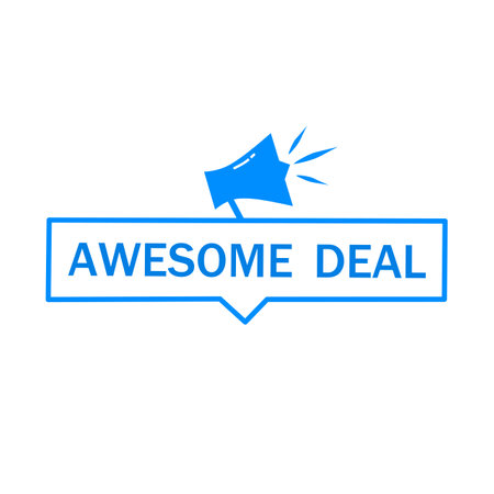 Awesome Deal banner design. badge with megaphone icon. Flat Vector illustration.のイラスト素材
