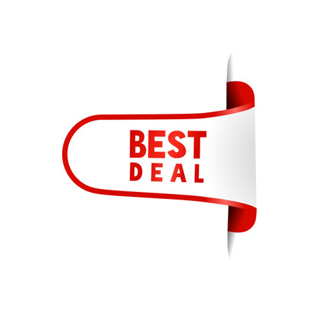 Ribbon best deal banner design template. Flat vector illustration on white background.のイラスト素材