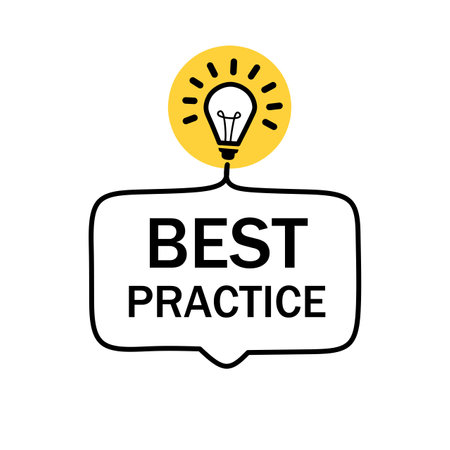 Best practice banner lightbulb icon design. flat vector illustration.のイラスト素材