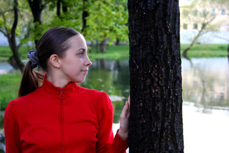 girl in the red  の写真素材