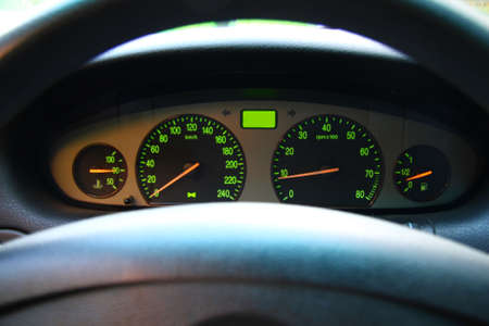 Wheel and dashboard of a car