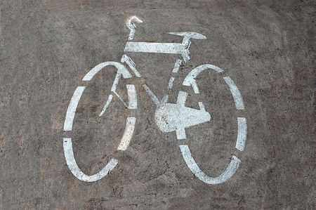 Bicycle track sign painted on the road