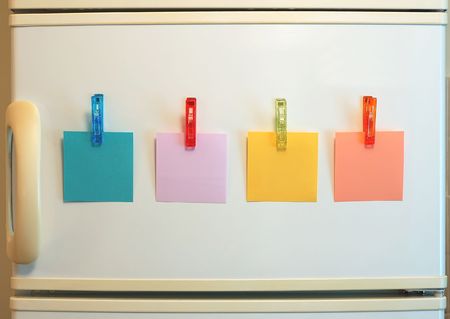 Blank notes on fridgeの写真素材