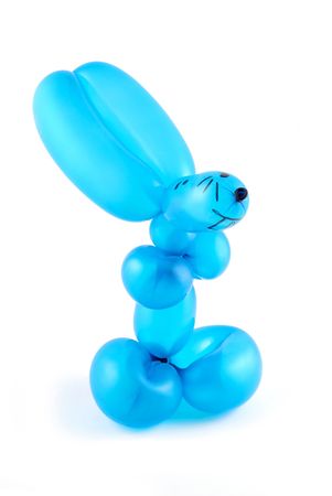 High resolution blue twisted balloon rabbit isolated on whiteの写真素材