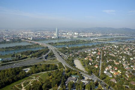 Wien city panorama taken from danube tower