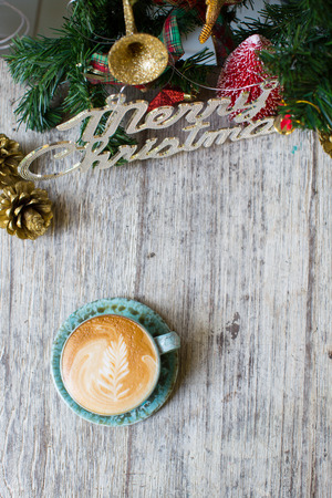 Christmas sign with coffeeの写真素材
