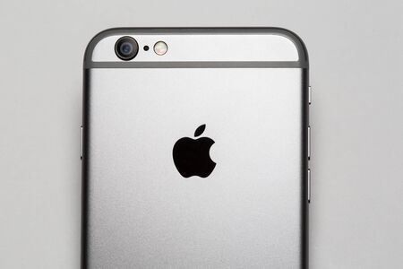 Chiangmai, Thailand - November 8 2014: Backside of an iPhone 6. Apple IPhone is one of the most popular smart phones in the world.のeditorial素材