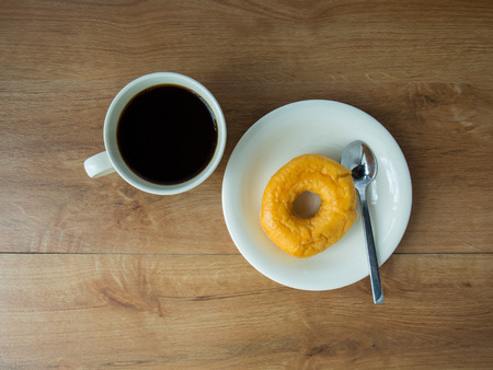 breakfast with donut and coffeeの写真素材