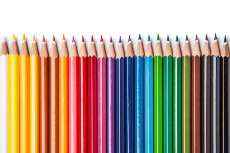 Colour pencils isolated on white background close upの写真素材