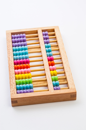 Chinese calculator with colorful beads-abacusの写真素材