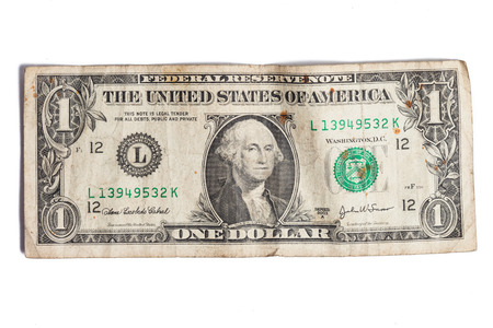 One dirty dollars isolated on white background