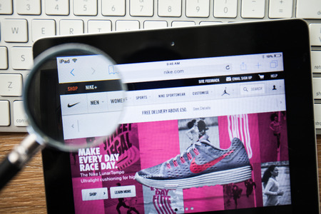CHIANGMAI, THAILAND - FEBRUARY 15, 2015: Photo of Nike.com homepage on a apple ipad screen.