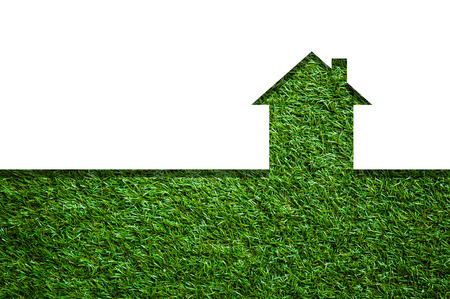 graphic shape of House in green fieldの写真素材