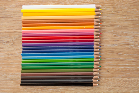 colorful of pencils on woodの写真素材
