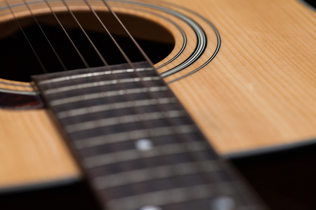 detail of classic guitar with shallow depth of field