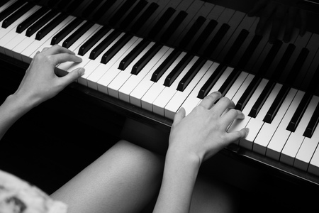 Playing pianoの写真素材