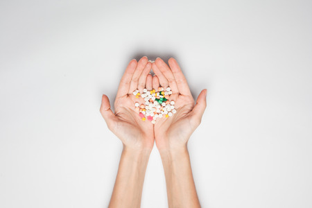 Pills in handの写真素材