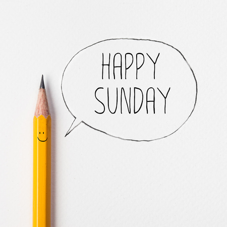 Happy sunday in bubble with pencilの写真素材