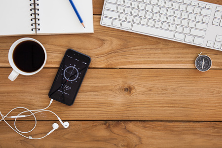 CHIANG MAI, THAILAND - MARCH 16, 2016:Apple iphone 6 displaying Compass application.のeditorial素材