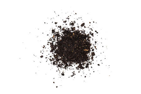 Pile of garden soil on white backgroundの写真素材