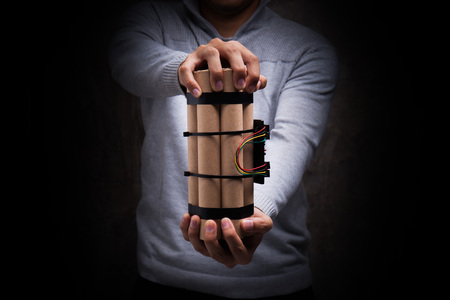 hand with time bomb.の写真素材