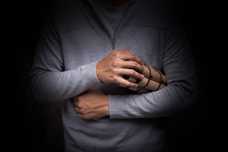 hand with time bomb.の写真素材