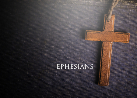 A cross with Bible book of ephesiansの写真素材